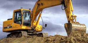 JCB digger, excavation groundworks.