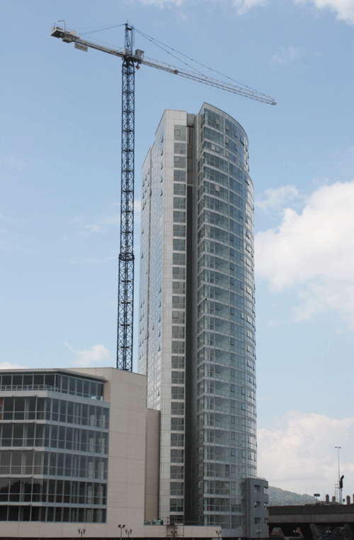 Obel apartment building, Belfast, under construction.