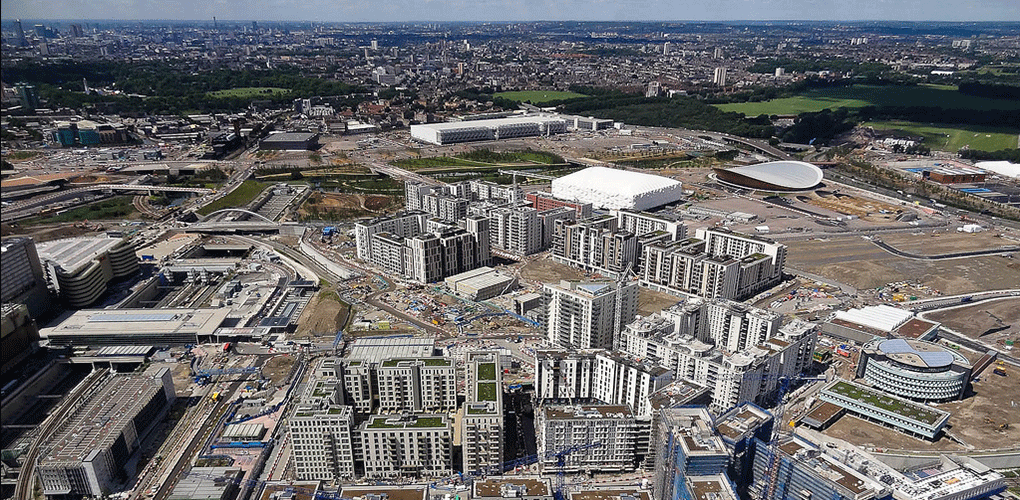 Aerial view of the Athletes Village, London 2012.